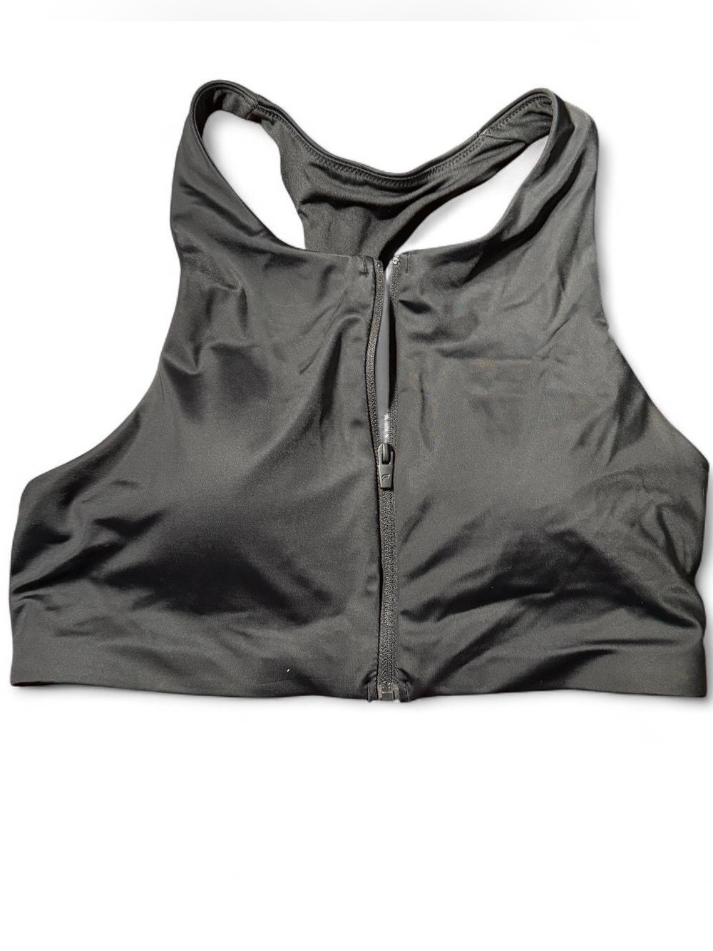 Black Fabletics zipper bathing suit top